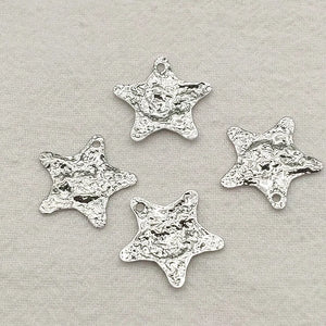 100pcs Brass Wrinkle Star Charm Pendant DIY Jewelry Findings