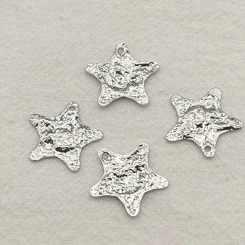 100pcs Brass Wrinkle Star Charm Pendant DIY Jewelry Findings