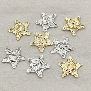 100pcs Brass Wrinkle Star Charm Pendant DIY Jewelry Findings