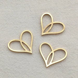 Heart-Shape Brass Pendants 50pcs for Earrings DIY