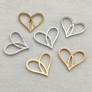 Heart-Shape Brass Pendants 50pcs for Earrings DIY