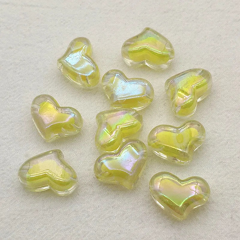 210pcs Aurora Clear Heart Beads Jewelry DIY Parts