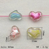 210pcs Aurora Clear Heart Beads Jewelry DIY Parts