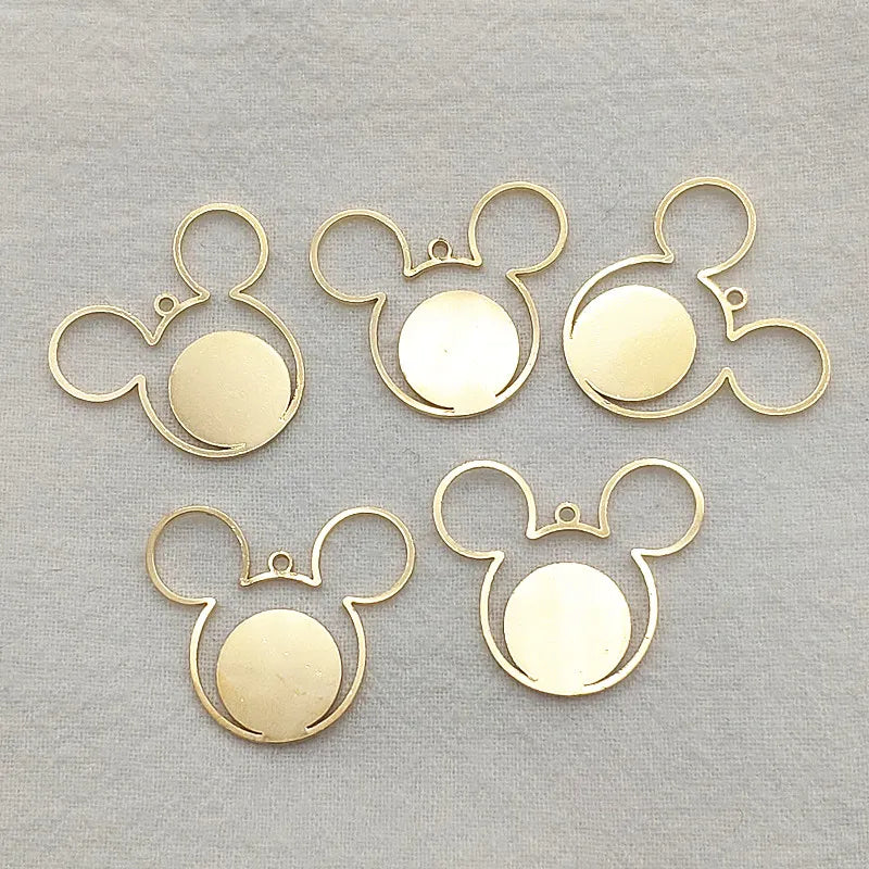 50pcs Brass Pendants Cat Head Charm for DIY Jewelry