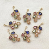 30pcs Copper Crystal Feather Charm For Necklace/Earrings DIY Parts