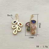 30pcs Copper Crystal Feather Charm For Necklace/Earrings DIY Parts