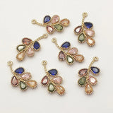 30pcs Copper Crystal Feather Charm For Necklace/Earrings DIY Parts