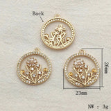 CZ Flower Charm Necklace Earring DIY Jewelry Findings 20pcs