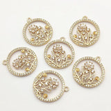 CZ Flower Charm Necklace Earring DIY Jewelry Findings 20pcs