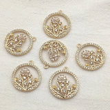 CZ Flower Charm Necklace Earring DIY Jewelry Findings 20pcs