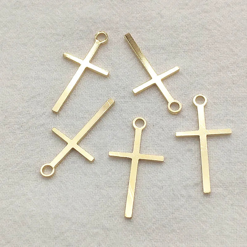Brass Cross-Shape Charm Pendants 100pcs