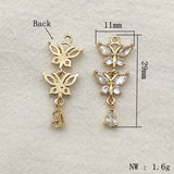 29x11mm CZ Butterfly Charm For DIY Jewelry, 30pcs