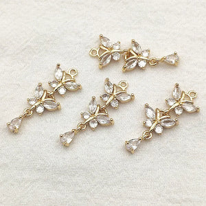 29x11mm CZ Butterfly Charm For DIY Jewelry, 30pcs