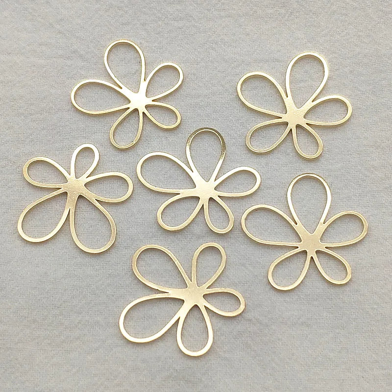 50pcs Brass Flower-Shape Pendants Charm DIY Jewelry Findings