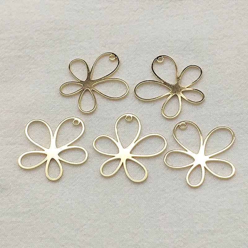 Flower-Shape Brass Pendants for Jewelry Making - 50pcs