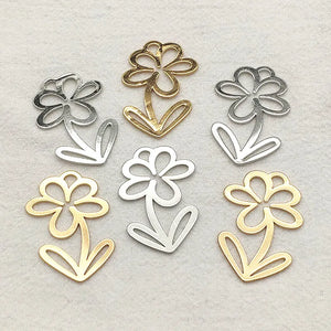 50pcs Brass Flower-Shape Charms for Earrings DIY