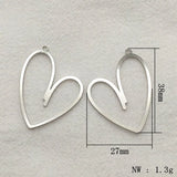 38x27mm Brass Heart-Shaped Pendants Charm - 50pcs