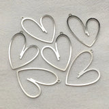38x27mm Brass Heart-Shaped Pendants Charm - 50pcs