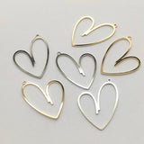 38x27mm Brass Heart-Shaped Pendants Charm - 50pcs