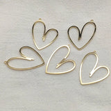 38x27mm Brass Heart-Shaped Pendants Charm - 50pcs