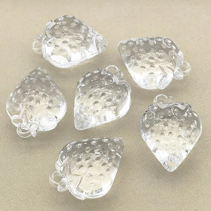 Acrylic Clear Strawberry Beads Necklace/Earrings DIY Parts 35pcs