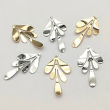 50pcs Brass Feather Charm Pendants for DIY Jewelry Making