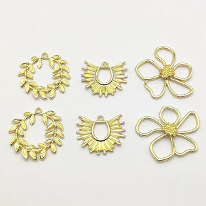50pcs Zinc Alloy Pendants Round/Flower Charm Necklace Earrings DIY Parts
