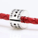 925 Silver Pave Star Row Clip Charm Pendant Bead