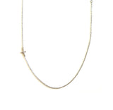 925 Silver CZ Cross Necklace for Women, Dainty Sideway Thin Chain