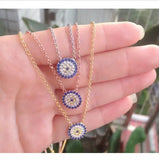 925 Silver CZ Evil Eye Chain Necklace