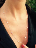 925 Sterling Silver CZ Bead Women Choker Necklace with 40+5cm Chain