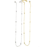 925 Sterling Silver CZ Bead Women Choker Necklace with 40+5cm Chain