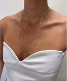 925 Sterling Silver CZ Bead Women Choker Necklace with 40+5cm Chain