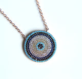 Turquoises Evil Eye CZ Necklace for Girls