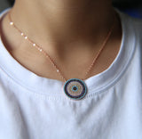 Turquoises Evil Eye CZ Necklace for Girls
