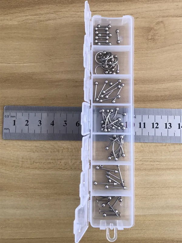 70PCS 316L Tragus Barbell Body Piercing Jewelry Mix Styles With Box