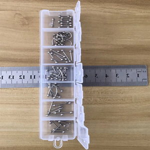 70PCS 316L Tragus Barbell Body Piercing Jewelry Mix Styles With Box