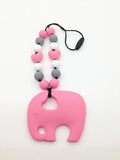 BPA Silicone Teething Necklace with Elephant Pendant Teether Beads