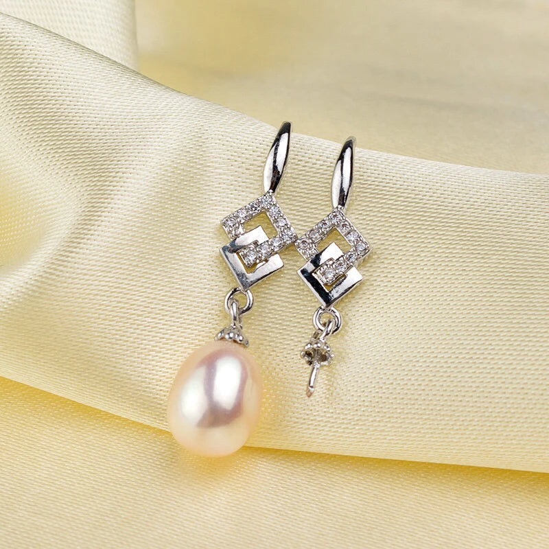 Drop Earrings Findings Settings for Pearls Beads Stones Jade