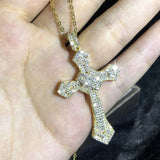 Zircon Stone Cross Pendant Necklace Silver Choker