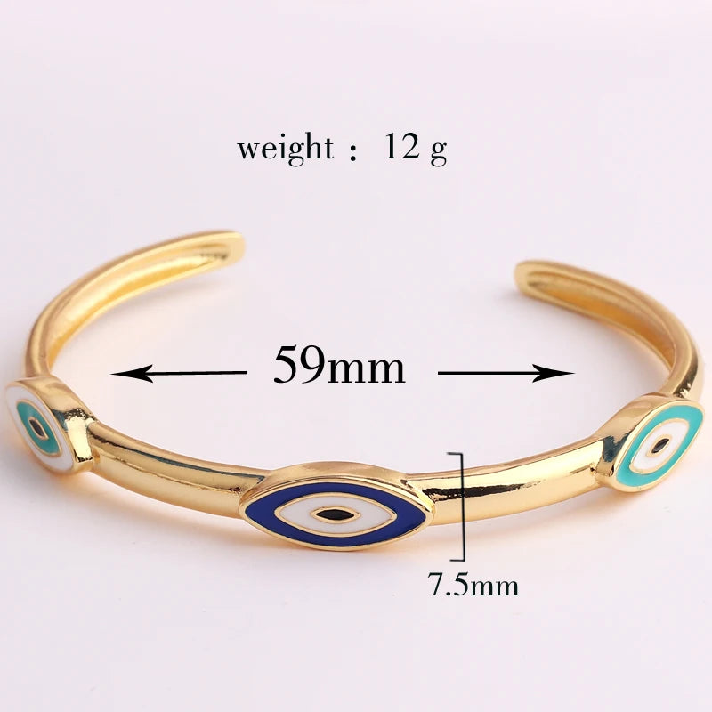 Boho Evil Eye 18K Plated Bangles Bracelets for Women Vintage Charm