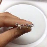 Bow Knot Shape Earrings Mountings for Pearls Beads Stones Jade