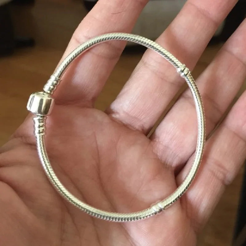 Sterling Silver Charm Bracelet Snake Chain