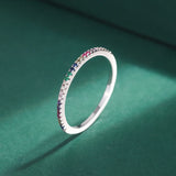 Rainbow Diamond Emerald Ruby Couple Rings Sterling Silver Gift