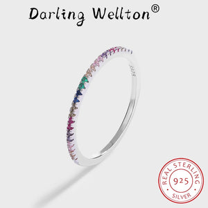 Rainbow Diamond Emerald Ruby Couple Rings Sterling Silver Gift