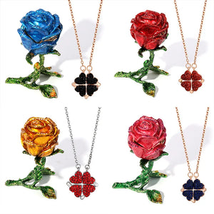Alloy Rose Flower Necklace Jewelry Storage Box