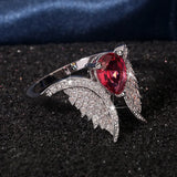 Irregular Oval Ruby Butterfly Wings Diamond Ring for Women