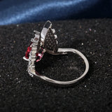 Irregular Oval Ruby Butterfly Wings Diamond Ring for Women