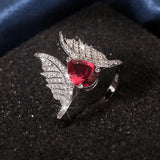 Irregular Oval Ruby Butterfly Wings Diamond Ring for Women