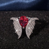 Irregular Oval Ruby Butterfly Wings Diamond Ring for Women
